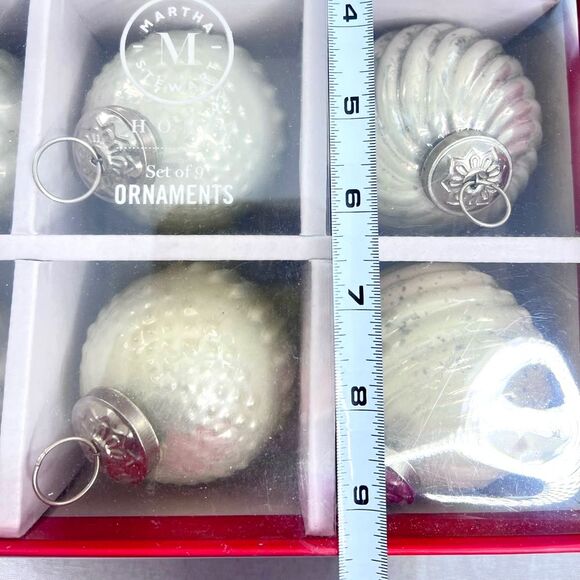 New Martha Stewart Mercury Glass Christmas Ornaments Set of 9 Vtge Kugel Style - Picture 2 of 9